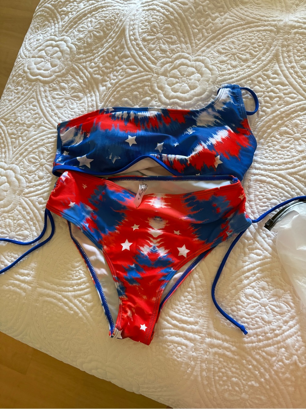 Red, Blue & White Star Tie-Dye Bikini Set